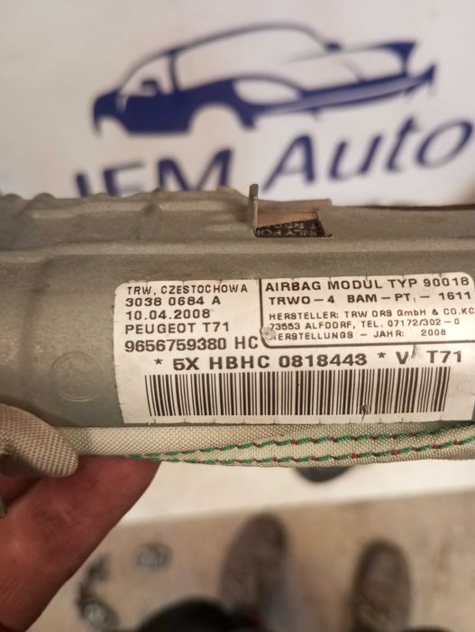 Par de Airbags de Cortina (Esq + Dir) Peugeot 308 / 308 SW - 9656759380 - Image 9